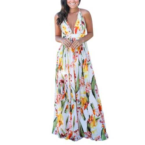 WILLBEST Women 2024 Floral Print Dress Loose Fit Short Sleeve Twist Tiered A-Line Flowy Long Maxi Long Sun Dress