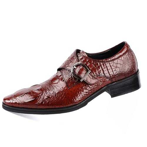 Men's Classic Leather Casual Shoes,Crocodile Printed Business Dress Slip on Loafer Shoes for Mens
