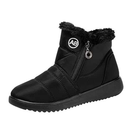 CEWIFO Winter Boots for Women UK Wide Fit Fleece Lined Black Waterproof Ladies Boots Winter Boots Women UK