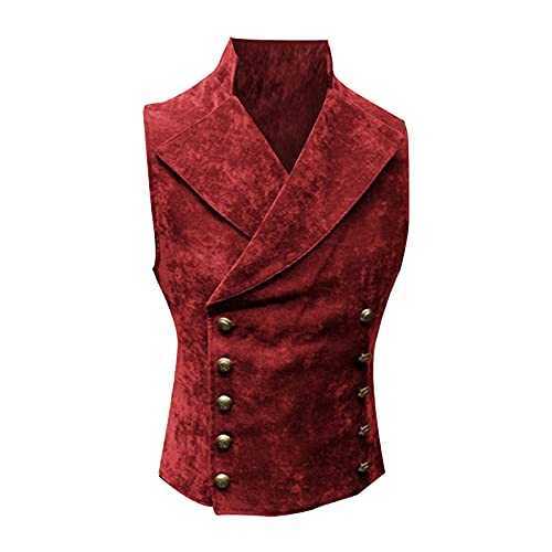 Mens Business Formal Waistcoat | Paisley Vest, Gothic Victorian Sleeveless Jackets | Stand-Up Collar Solid Color Vest | Slim Fit Double Breasted Steampunk Suit Vest | Fashion Vintage Vest Tops