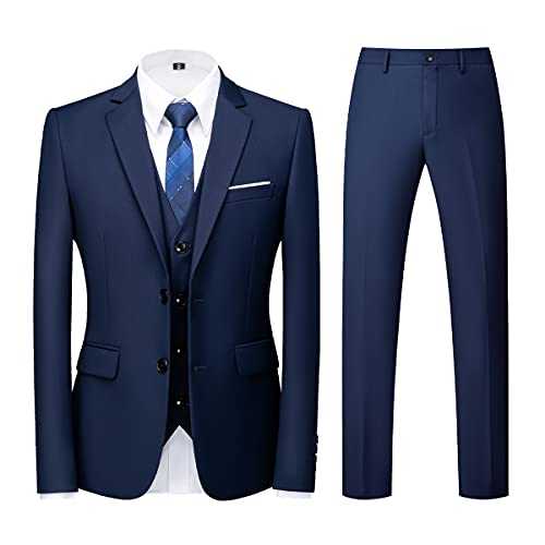 Men Suits 3 Piece Slim Fit Single Breasted Two Button Wedding Tuxedo Suit Blazer Waistcoat Trousers