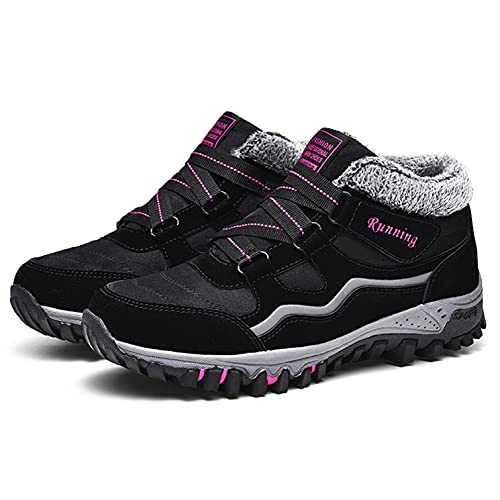 Moudn Womens Snow Boots Winter Fur Lined Warm Ankle Boots Lace up Anti-Slip Walking Shoes for Outdoor Hiking Trekking