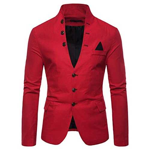 Casual Standing Collar Suit For Men Fashion Multi Button Decorative Suit For Men Waistcoat Wedding Lightweight Long Sleeve With Pockets Regular Fit Jackets Slim Fit Blazer Formal Blazer