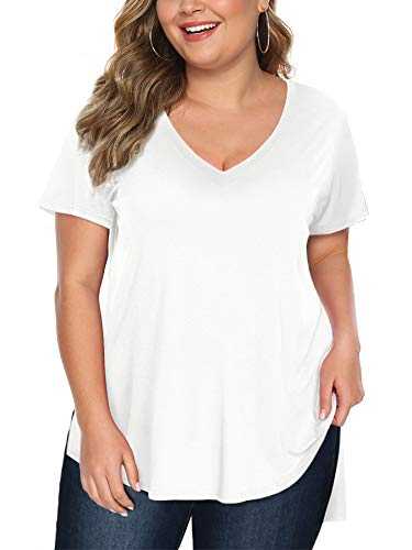 Amoretu Women's Scoop Neck Short Sleeve Tees Cotton T Shirts Blouses Tops