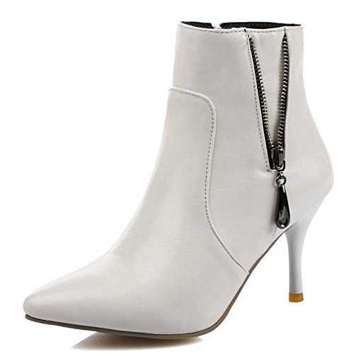 Onewus Women Ankle Boots with Stiletto Heels and Double Zippers