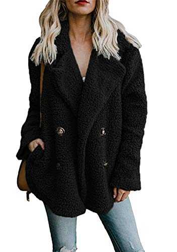 YMING Ladies Winter Warm Cardigan Teddy Fleece Jacket Lapel Plush Coat Faux Fur Coat