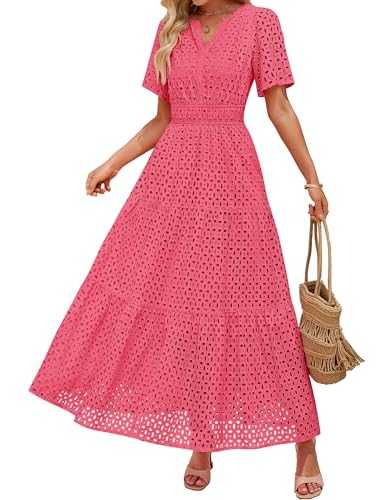 Womens Summer Dresses 2025 Holiday Casual Clothes Wedding Party Outfits Short Sleeve Sundresses Fashion Flowy Beach Boho Dress Sexy Formal Vacation Cocktail Summer Clothes for Women
