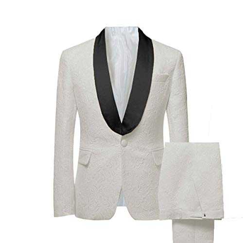 HOTK Men's Suits Custom Made Solid Jacquard 2 Piece Shawl Lapel Wedding Tuxedos Prom Formal Suits