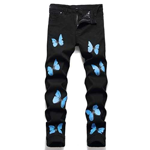 Mens Skinny Fit Straight Leg Jeans, Jeans for Men, Slim-Fit Stretch Printed Men's Jeans