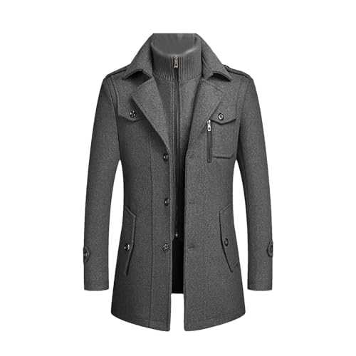Handsome Autumn Winter Double Collar Wool Coat Middle-Aged Men's Business Woolen Coat