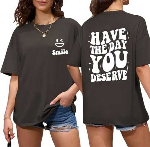 TOMEEK Womens Tops Half Sleeve Oversized T Shirts for Women Round Neck Summer Ladies Short Sleeve Tshirts Casual Cotton Plus Size Printed T-Shirts Tunic Tops