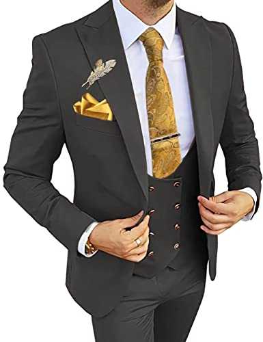 Men's Suits 3 Piece Slim Fit Suits for Men Double Breasted Blazer Vest Pants Set Business Wedding Prom Suit
