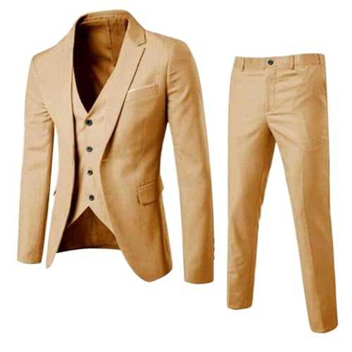 Men's Suits & Blazers Slim Fit 3 Piece Suits for Men Business Wedding Suits Tuxedo Blazer Waistcoat Trousers Set Formal Work Wear Groom Wedding Dress Suits Classic Suits for Wedding Guest