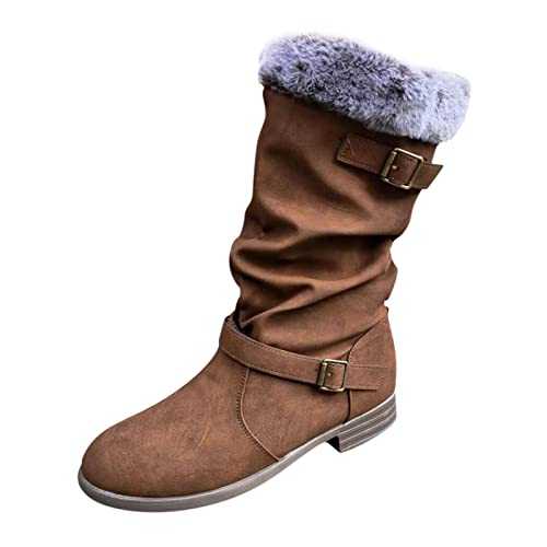 Women's Ankle Boots Women's Boots Summer Thermal Slip-On Ankle Shoes Medium Warm Low Winter Casual Boots Heels Breathable Women's Boots with Heel Summer Vintage