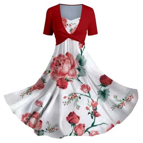 Dresses for Women UK Elegant Womens Spring/Summer Floral Art Print Casual Slip Holiday Dress Casual Winter Day Dresses for Women UK