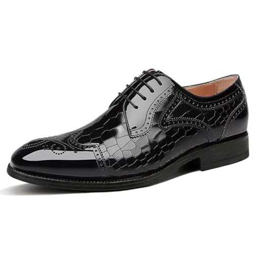 Men's Formal Office Wedding Shoes Non-Slip Lace-ups Patent Leather Brogues Shoes Fashoin Party Oxford Shoes