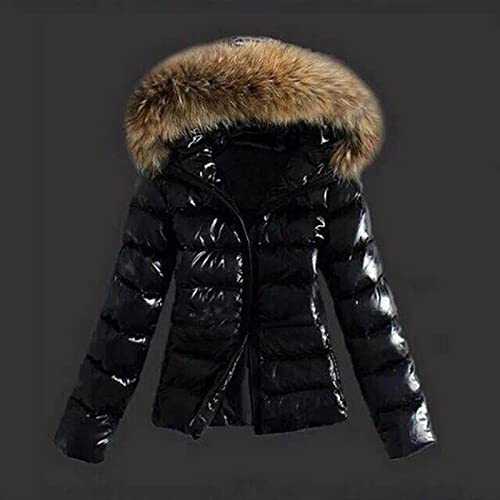 ZXCL Winter Jacket Women Shiny Down Jacket Female 2021 Slim Puffer Jacket Woman Coat Black Brown Parkas-black,M