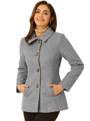 Allegra K Women's Work Office Winter Overcoat Single Breasted Point Collar Pea Coat