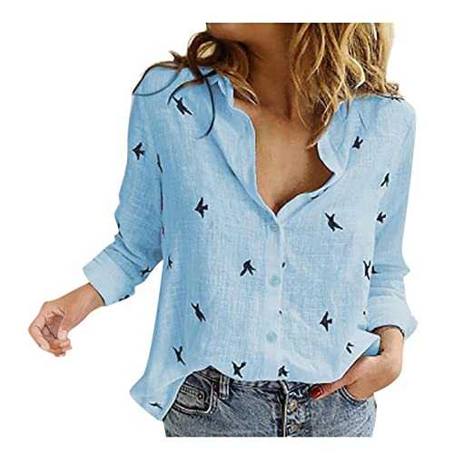 Women's Tops Long Sleeve Tops Blouse Comfort Print Button Shirt Style T Shirts, S-5XL