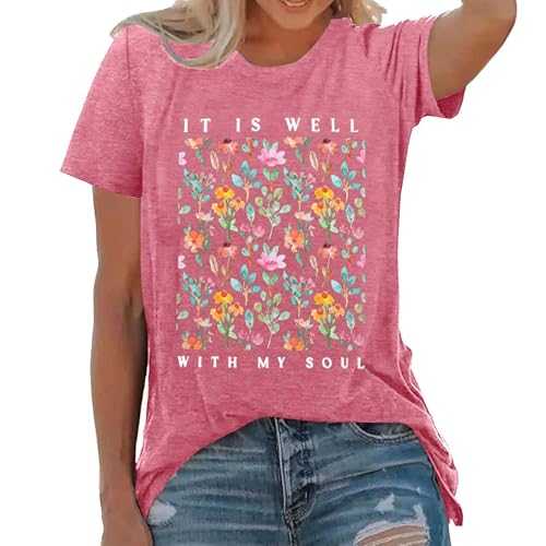 Women Round Neck T-Shirt Casual Short Sleeve Loose Top Pullover Women Glitter