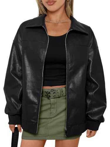AUTOMET Womens Oversized Leather Jackets Zip Up Coats Faux Motorcycle Bomber Outfits Fall Trendy Fashion Winter Clothes 2024