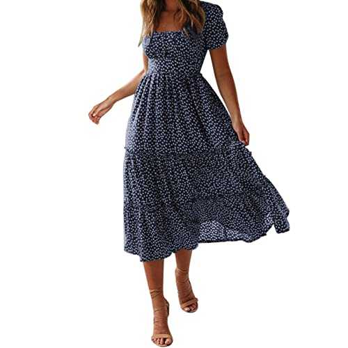 AMDOLE Maxi Dresses for Women UK Sleeve Dress Floral Print Casual Flowy Midi Dress Ladies Dresses