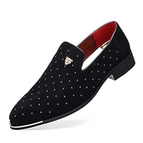 Men Slip-On Loafers Velvet Leather Oxfords Luxury Party Dress Shoes Nightclub Shoes