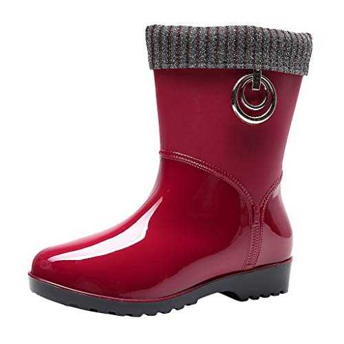 Wellington Boots Women's Lined Rain Boots Half Height Wellington Boots Rain Shoes Rubber Boots Waterproof Rubber Shoes Garden Boots Warm Ankle Boots Work Boots Garden Shoes Slip-On Boots