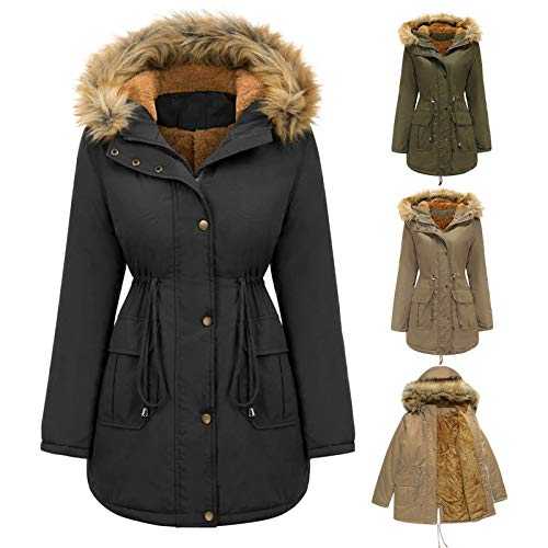 Berimaterry Women's Winter Faux Fur Hooded Parka Jackets Waterproof Coats Fleece Lined Ladies Long Coat Outerwear Windproof Warm Thicken Sherpa Lining Puffer Jacket
