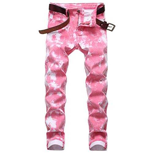 DANT BULUN Men's Fashion Casual Printed Jeans Stretch Skinny Denim Jogger Pants