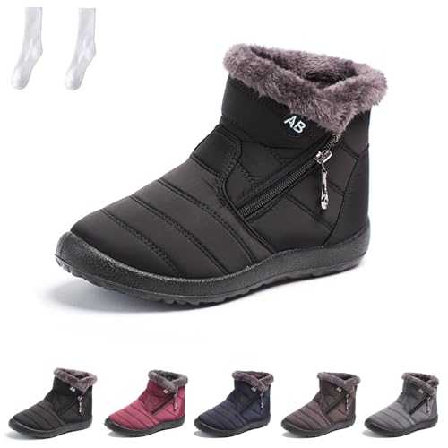 Boojoy Winter Boots for Women and Men, Winter Waterproof High Top Plus Velvet Thick Snow Boots