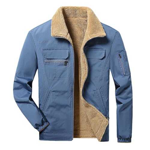 Men's Jacket Casual Thick Fleece Bomber Jacket Solid Color Classic Jacket Coat Autumn Winter