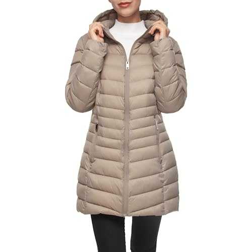 Rokka&Rolla Women's Lightweight Packable Puffer Jacket Water-Resistant Hooded Winter Long Coat