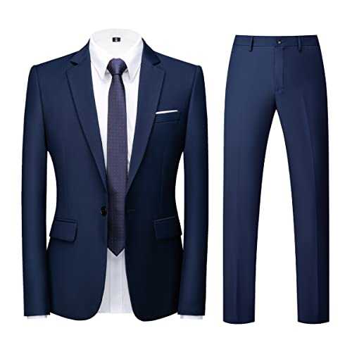 Men Suits 2 Piece Slim Fit Single Breasted One Button Wedding Business Casual Tuxedo Suit Blazer Trousers Suit Set