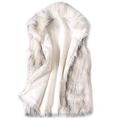 Women's Wool Waistcoat Faux Fur Waistcoat Stand Collar Faux Fur Jacket Coat Winter Skin