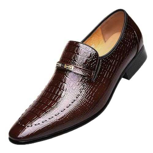 SFSSWSRYDF Classic Slip-on Business Dress for Men Plain Toe Formal Dress Leather Oxford Moccasin Work Shoes