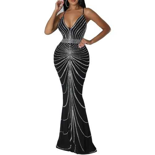 ieron Women's Mesh Dress See-Through Rhinestone Coverups Dress Sheer Shape Beauty Glitter Elegant Night Dress for Party Special Days