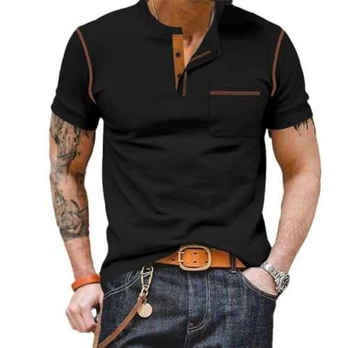 BERCIELY Mens Polo Shirt Slim Fit Stand-Up Collar Mens Fashion Tops Comfortable Classic All-Match Mens Short Sleeve Youth Personality Trend Mens Casual T-Shirt