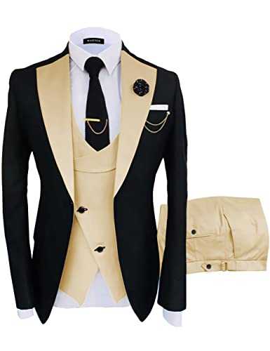 Wangyue Mens Suits Fashion Suits Slim Fit 3 Piece Blazer Vest Pants Wedding Prom Suits Set