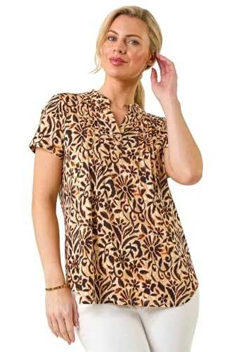Roman Originals Short Sleeve Shirt for Women UK - Ladies Tunic Top Summer Blouse Casual Smat T-Shirt Spring Work Cocktail Party Going Out Special Occassion Holiday V-Neck