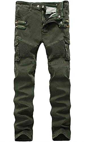 HENGAO Mens Fashion Slim Fit Skinny Destroyed Ripped Jeans