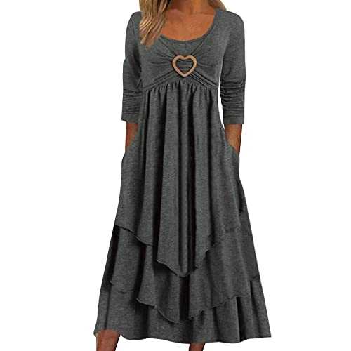 WWricotta Women's Casual Loose Dress Women's Long Sleeve Dress Casual Crewneck Loose Flowy Ruched Dresses Maternity Shorts Long Summer Casual Dresses for Women plus Size
