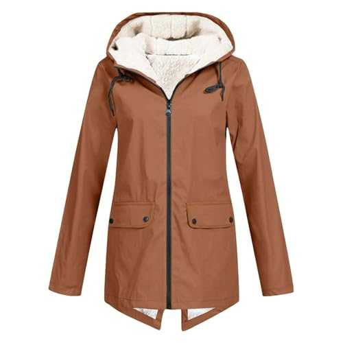 Cocila Tunic Tops for Women UK Women Outdoor Loose Plush Solid Plus Thick Warm Women Hooded Raincoat Size Windproof Winter Outdoor Women's Coat plus Size Coats