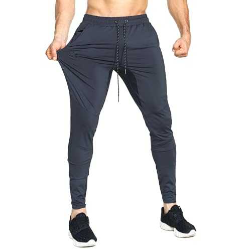 BROKIG Mens Stretch Running Tracksuit Bottoms, Lightweight Gym Trousers Sports Joggers Jogging Pants