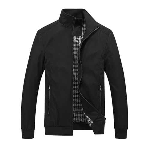 Mens Bomber Jackets Stand Collar Casual Coat Lightweight Windbreaker Outdoor Outwear with Zip Pockets