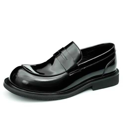 Men's Business Casual Round Toe Loafers Genuine Leather Moccasins Slip On Low Top Dress Shoes
