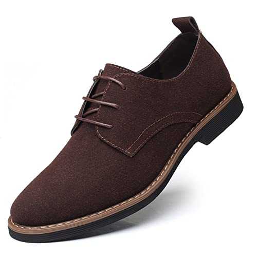 CHDWEY Formal Shoes for Men Men's Dress Shoes Oxford Flat Loafers Men's Casual Lace-Up Loafers Large Size Simple Spring and Autumn Lace-Up Leather Shoes Casual(Color:Brown,Size:12)
