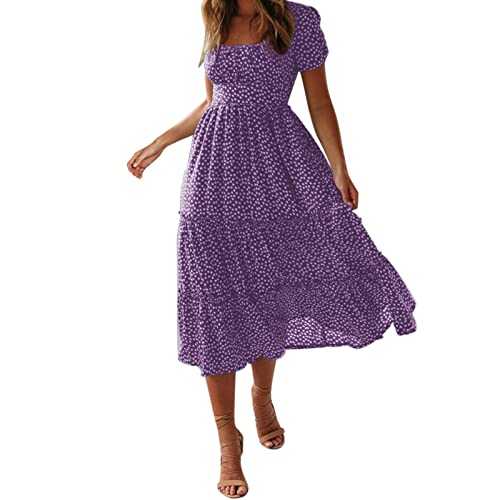 AMDOLE Summer Dress with Sleeves for Women Women's Summer Dress Flare Sleeve Dress Floral Print Casual Flowy Midi Dress Woman Dresses Casual plus