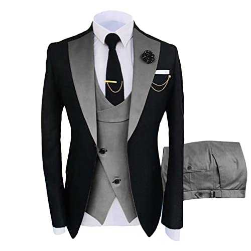 Men's 3 Piece Wedding Suits Shawl Lapel Blazer Vest Trousers Sets Slim Fit Formal Elegant Dinner Prom Tuxedo Suit Set
