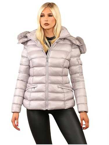 kraftd Women's Winter Jacket With Pockets & Removable Faux Fur Hood | Puffer Jackets | Quilted Coat | Warm Outwear | Padded Coats